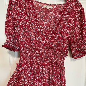 Red Maxi dress with elastic waist. Never worn.